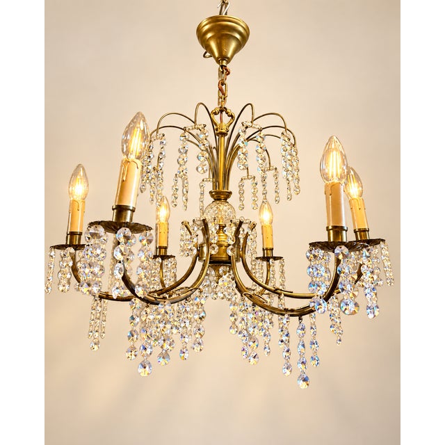 Vintage Hollywood Regency Chandelier, 1950s For Sale - Image 4 of 5