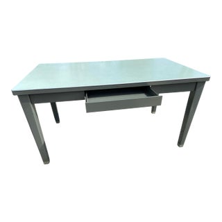 1960s Haskell Vintage Mid Century Modern Metal Tanker Desk For Sale