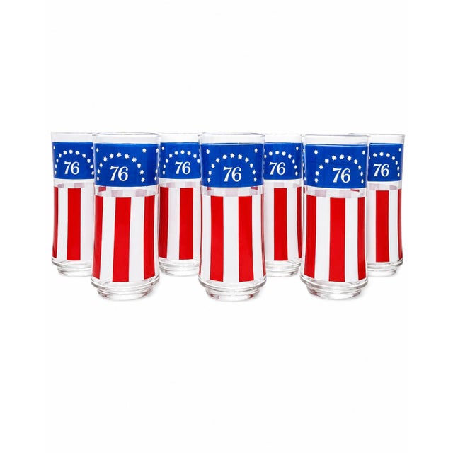 Vintage Set 6 Usa Bicentennial 1776 1976 Highball Glasses Americana Barware For Sale - Image 10 of 10