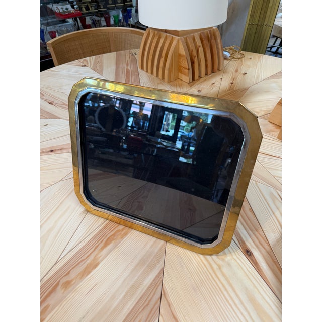 Metal Italian Brass and Chrome Picture Frame, 1970s For Sale - Image 7 of 8