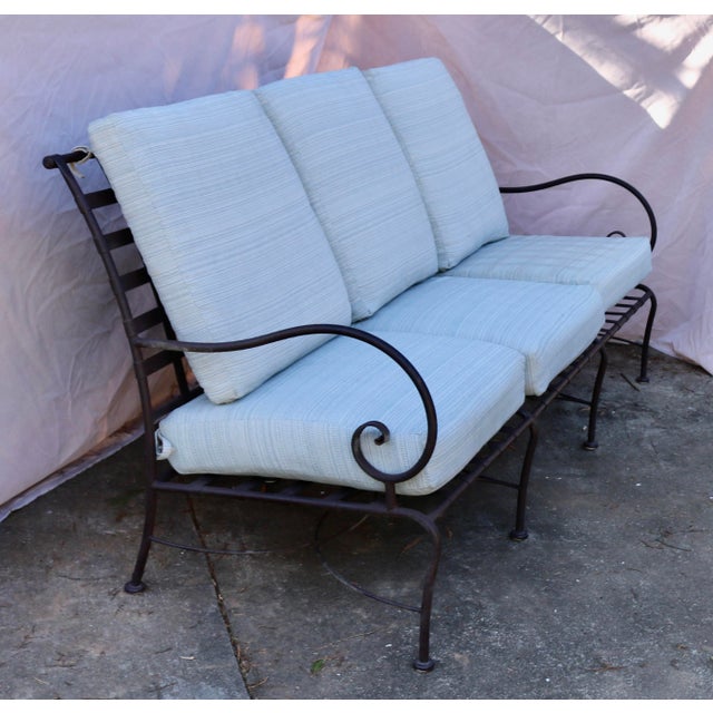 Wrought Iron Patio Garden Sofa Settee by Summer Classics. The wrought iron frame and lattice work are covered with a...