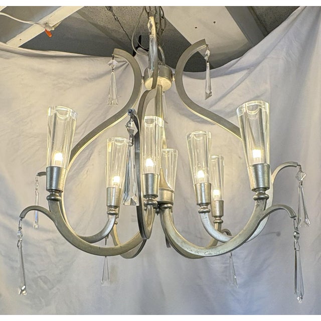 Artcraft 'Madison' 8-Light Chandelier With Silver Leaf Finish and Lucite Shades For Sale - Image 17 of 17