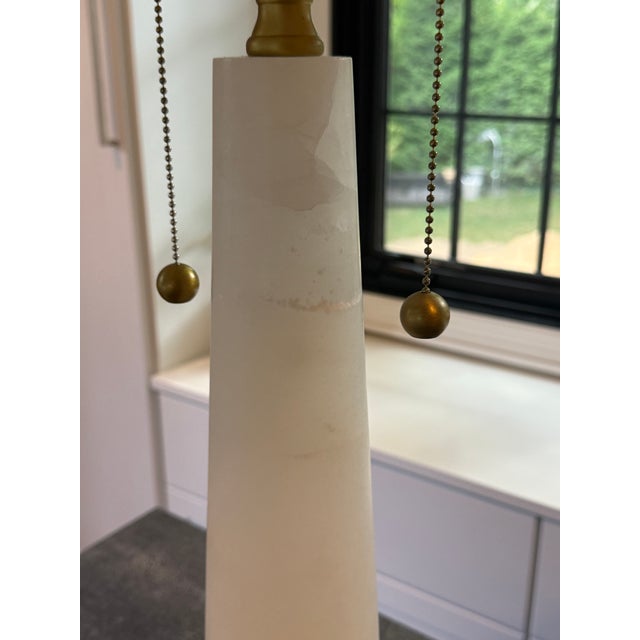 Stone Marble and Brass Table Lamps (Pair) For Sale - Image 7 of 8