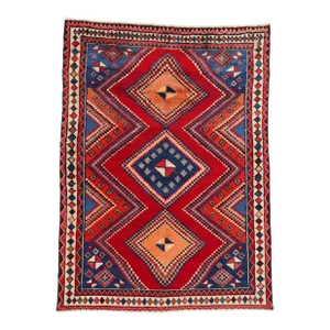Vintage Persian Lori Diamond Medallion Rug - 06'06 X 08'10