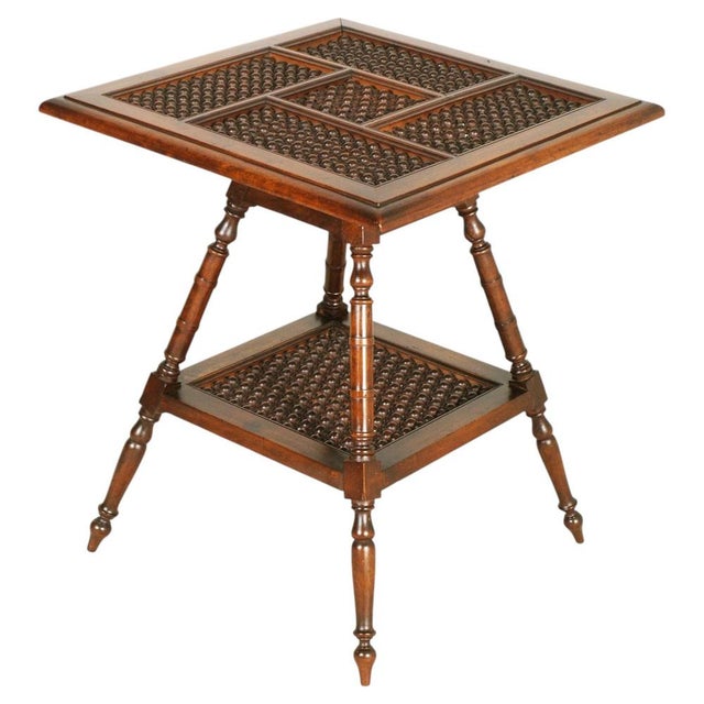 Vintage Walnut Beadwork Occasional Table, 1920s For Sale - Image 6 of 6