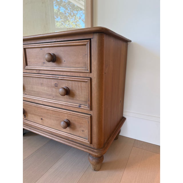 English Vintage English Country Pine 7-Drawer Long Dresser With Turned Feet For Sale - Image 3 of 5