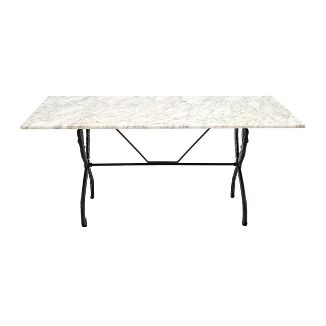 Art Deco French Art Deco Period Garden Table, Marble and Iron For Sale - Image 3 of 9