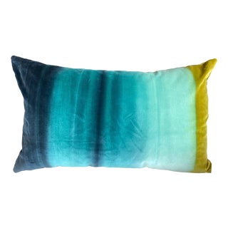 Blue & Green Ombre Velvet Pillow Cover For Sale