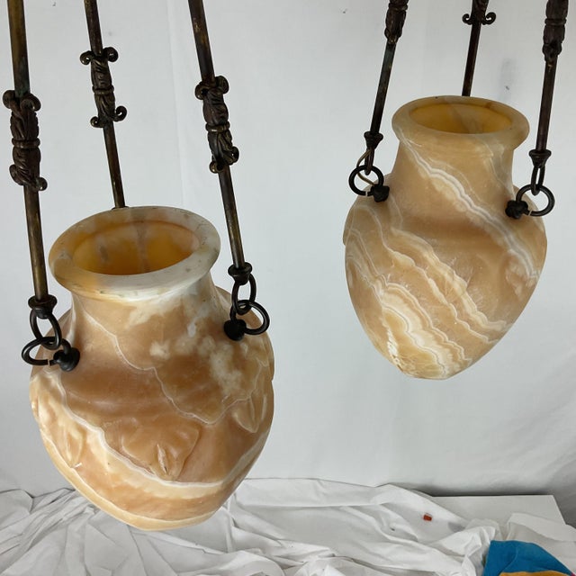 Brown Antique Onyx Urn Lantern For Sale - Image 8 of 9