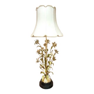 1960s Italian Metal Tole Flower Bouquet Table Lamp For Sale