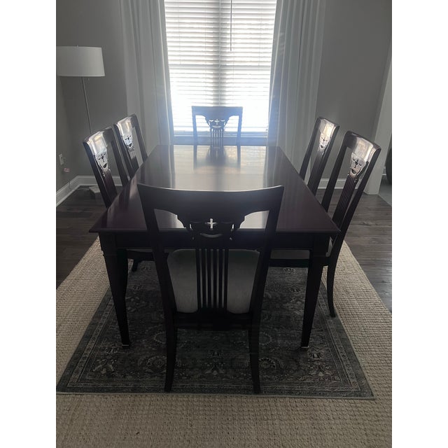 Wood Harden Dining Table 6 Chairs For Sale - Image 7 of 7
