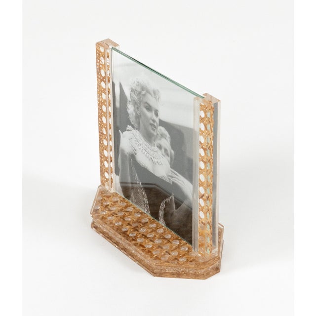 Mid-Century Modern Acrylic & Rattan Picture Frame from Christian Dior, 1970s For Sale - Image 8 of 12