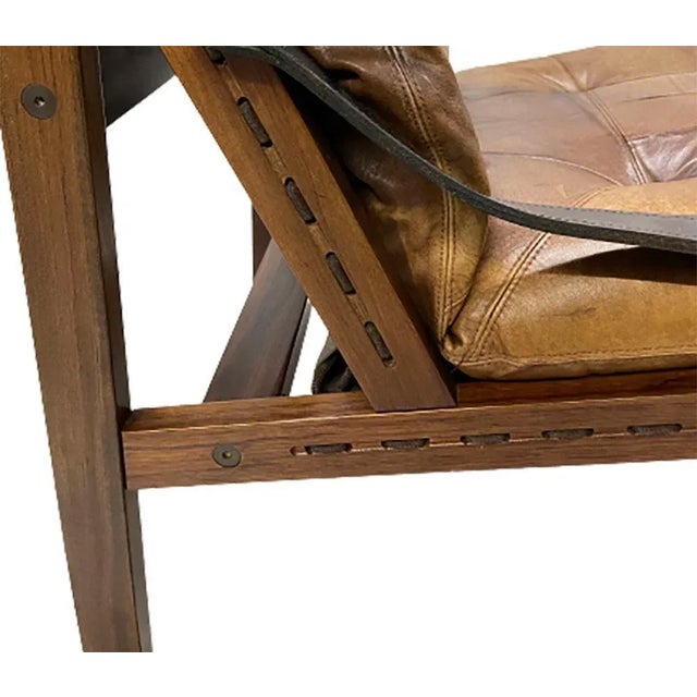Brown Hunter Chair attributed to Torbjørn Devices for Bruksbo Norway, 1960s For Sale - Image 8 of 10