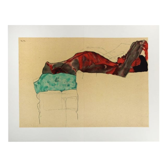 Egon Schiele, Reclining Male Nude, 1910, Print For Sale - Image 3 of 3