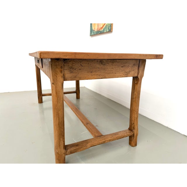 Cherrywood Farmhouse Table with Drawer and Low Stretcher, France, 1950s For Sale - Image 18 of 18