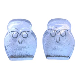 1960s Blenko Owl Art Glass Bookends - a Pair For Sale