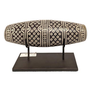 Tibetan Dzi Bead "Thousand Eye" Sculpture With Stand For Sale