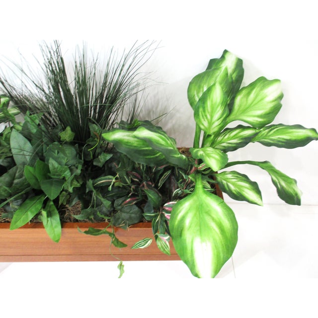 Brown Teak Indoor Planter With Silk Plants Denmark For Sale - Image 8 of 10