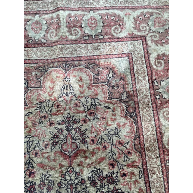 Beige Vintage Turkish Kayseri Rug in Silk, 1960s For Sale - Image 8 of 18