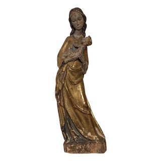Late Gothic Carved Madonna and Child Figure For Sale