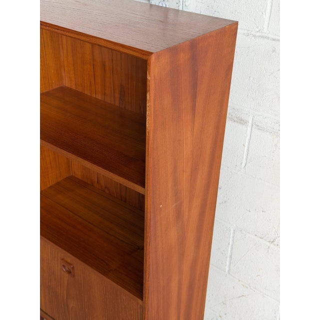 Brown Vintage Danish Teak Bookcase Cabinet Secretary Display Shelf Mid Century Modern 1960s For Sale - Image 8 of 10