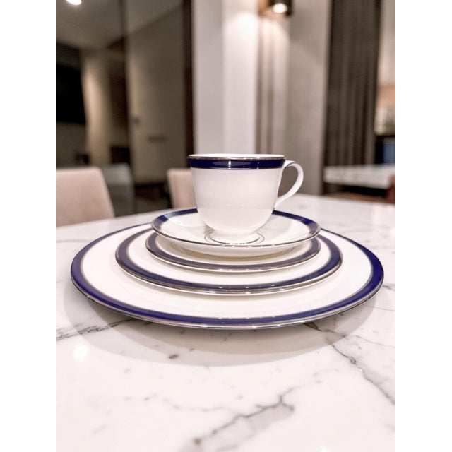 2000 - 2009 Lenox Federal Cobalt Blue Gold 5 Pieces Place Setting For Sale - Image 5 of 12