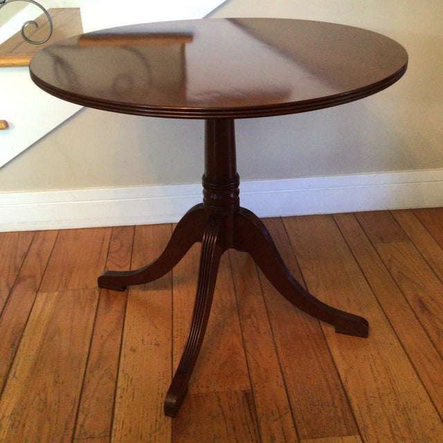 1950s C. Rickard Round Solid Cherrywood Regency Style Side Table For Sale - Image 5 of 12