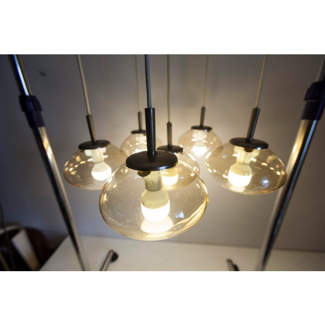 Cascade Chandelier with 6-Light Smoked Glass Drops, 1960s For Sale - Image 14 of 18