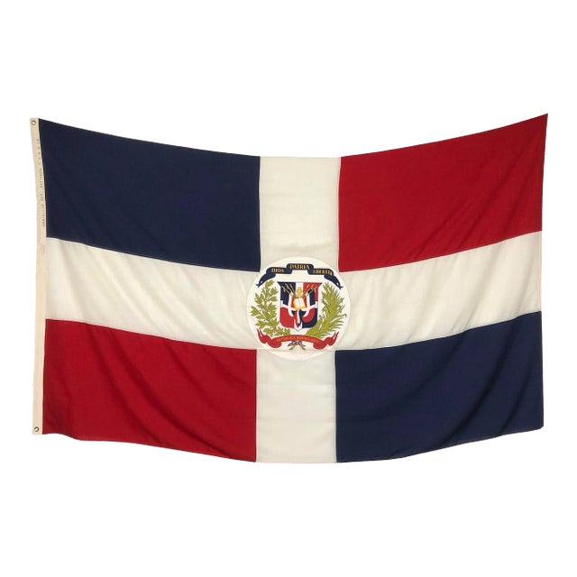 Oversize Vintage Wool Flag of the Dominican Republic For Sale