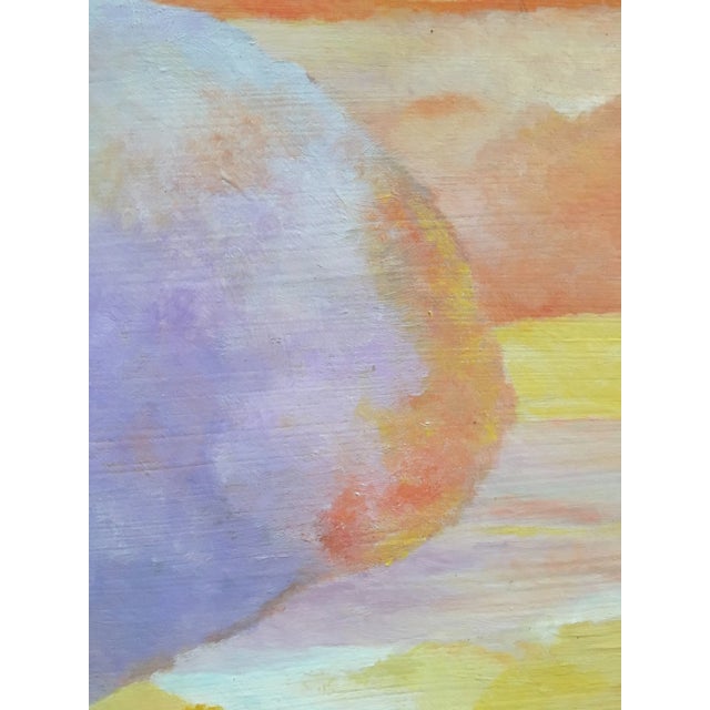 Paint Large Vintage Mid Century Abstract Oil Painting 1977 Signed 48x35 For Sale - Image 7 of 11