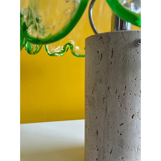 1980s Glass and Travertine Table Lamps from La Murrina, 1980s, Set of 2 For Sale - Image 5 of 18