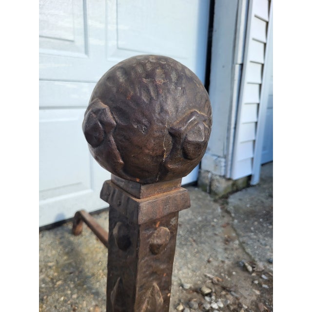 Late 19th Century Mission Style Andirons - Set of 2 For Sale - Image 11 of 12