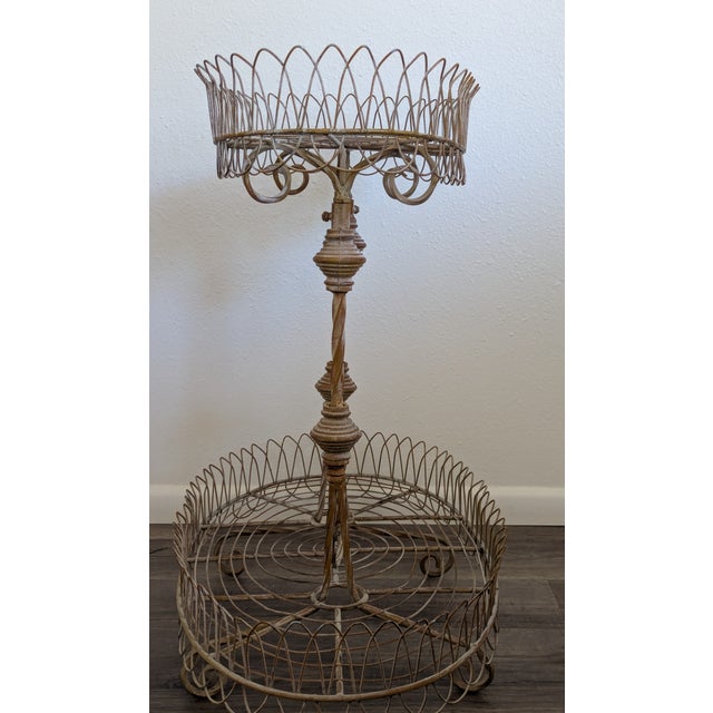 Vintage French Country Tiered Iron Plant Stand For Sale - Image 4 of 8