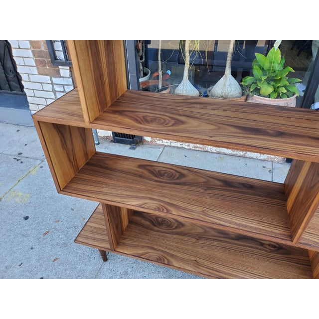 Three-Tier Zig-Zag Walnut Bookcase For Sale - Image 10 of 13