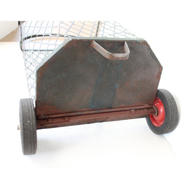 Metal Mid-Century French Rolling Market Basket Cart For Sale - Image 7 of 7