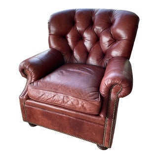 Vanguard Tufted Burgundy Armchair For Sale