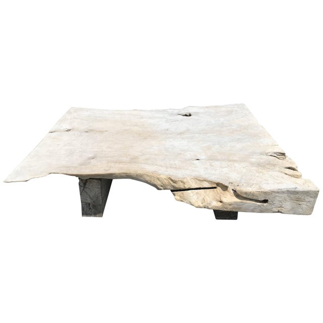 Andrianna Shamaris Single Slab Live Edge Teak Wood Coffee Table For Sale - Image 9 of 18