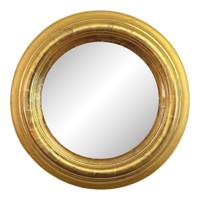 Regency Era Large Round Mirror With Deep Gilt Frame From England (Dia 26 1/2 In) For Sale