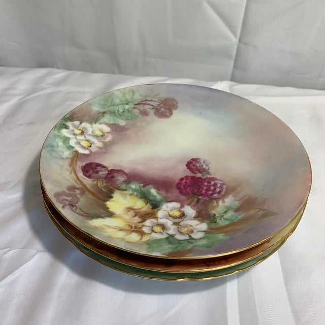Ceramic Set of 3 French Limoges Hand Painted Wall Plates For Sale - Image 7 of 7