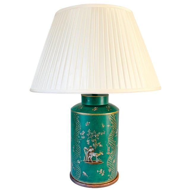 An exceptional pair of large vintage Chinoiserie table lamps by high-end lighting designer Frederick Cooper, circa...