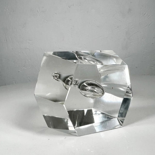 Transparent Faceted Crystal Orchid Bud Vase Art Glass Paperweight Iittala Timo Sarpaneva For Sale - Image 8 of 9