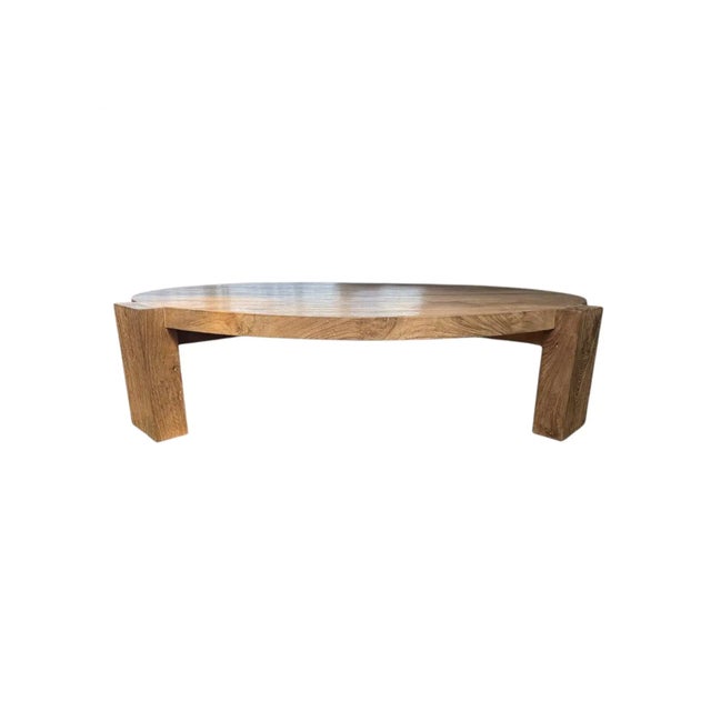 Wood Sculptural Teak Wood Round Table, Expressive Natural Grain, Modern Organic For Sale - Image 7 of 9
