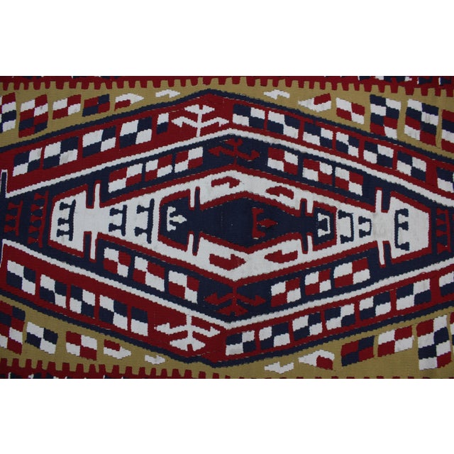1970s 1970s Mid-Century Modern Style Geometric Desing Handmade Kilim Rug For Sale - Image 5 of 12