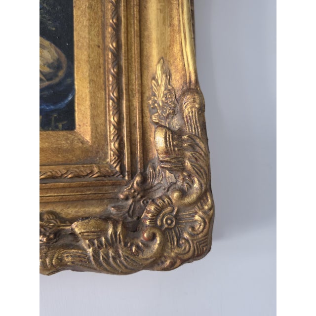 Late 20th Century Original Greyhound Oil Painting, Hand Painted Whippet Portrait, Vintage Gilded Frame, Dog Lover Wall Art, One of a Kind Artwork For Sale - Image 6 of 14