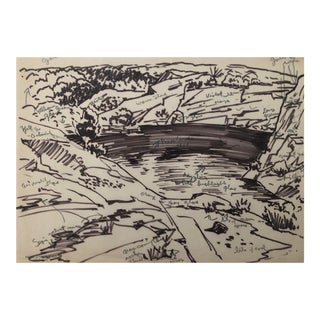 1940s Henry Gasser Landscape Drawing For Sale