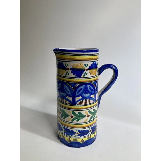 Vintage Toledo Bright Hand Painted Folk Art Pottery Pitcher For Sale - Image 13 of 13