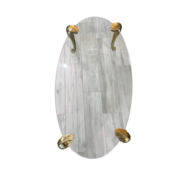 Metal Mid 20th Century Hollywood Regency Sculptural Solid Fern Frond Brass Glass Top Coffee Table Attributed to p.e. Guerin For Sale - Image 7 of 12
