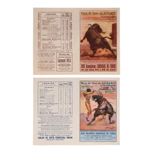 1950's Spanish Bullfighting Poster, Plaza De Toro, Valencia (Set of 2)