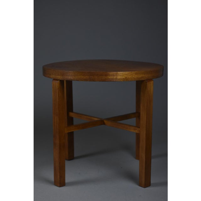 Vintage Polish Dark-Oiled Oak Veneer Side Table, 1930s For Sale - Image 13 of 13
