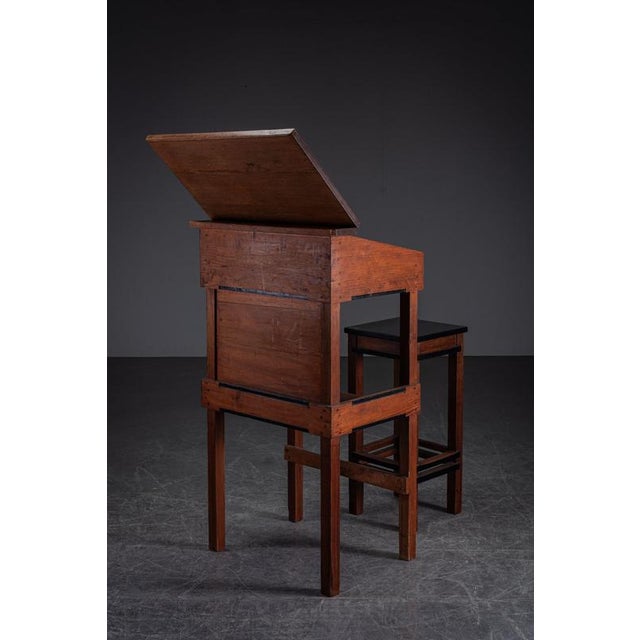 Architectural Lectern or Drawing Table with Stool, 1920s, Set of 2 For Sale - Image 9 of 18